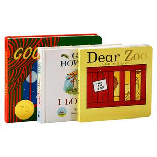 Guess How Much I Love You 猜猜我有多爱你 晚安月亮 亲爱的动物园3册纸板书立体翻翻书 吴敏兰廖彩杏书单英文原版 0-3岁