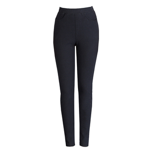 棉呢牛仔裤针织松紧腰四面弹力小脚裤高腰深裆大码胖MM肥显瘦长裤