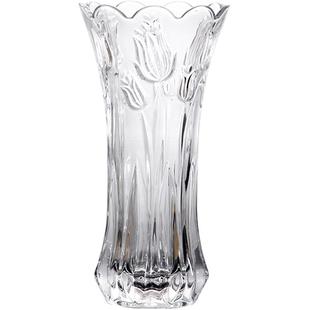 富贵竹百合花玻璃花瓶水竹干花水培欧式透明水晶客厅插花大号摆件