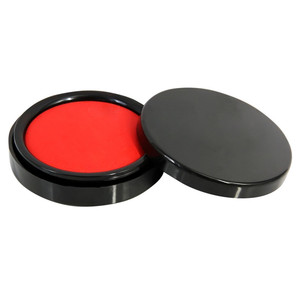 得力9869秒干红色圆形印台5秒即干防水印油 中号直径85mm快干印泥