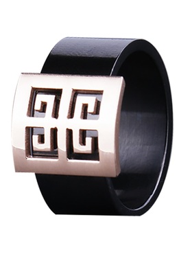 日韩风玫瑰金黑色百搭钛钢戒指