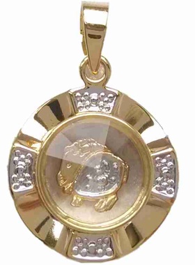时来运转镀18k金黄属相香港吊坠