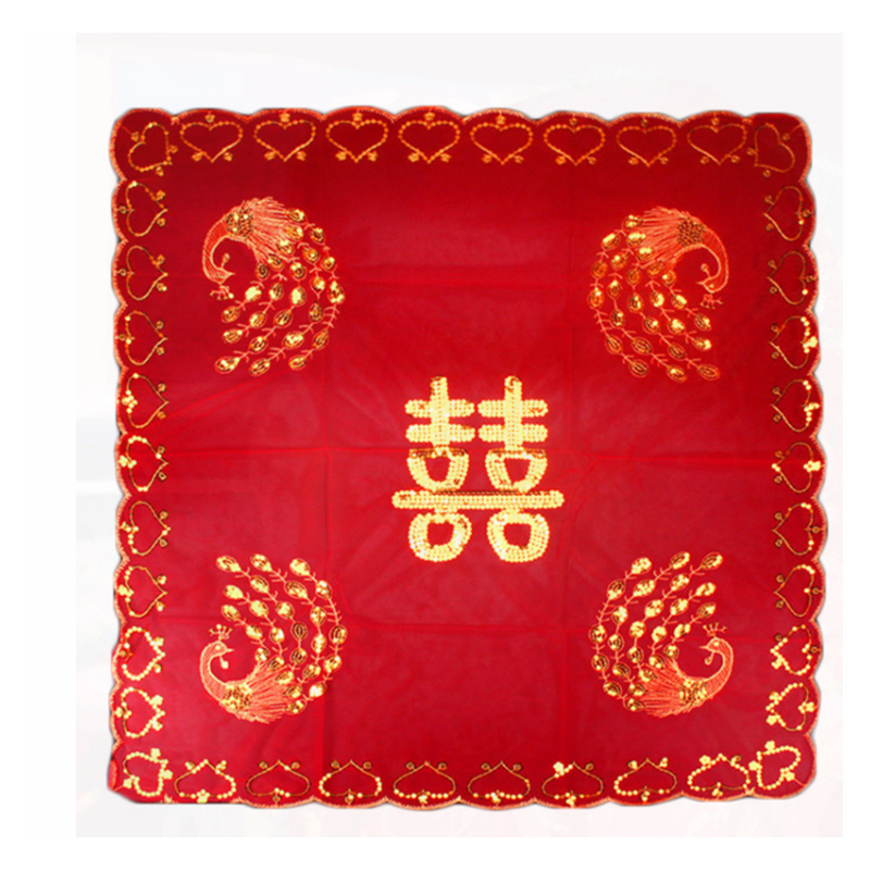 新娘结婚蕾丝红盖头婚庆用品流苏边中式婚礼嫁妆蒙头纱巾包邮