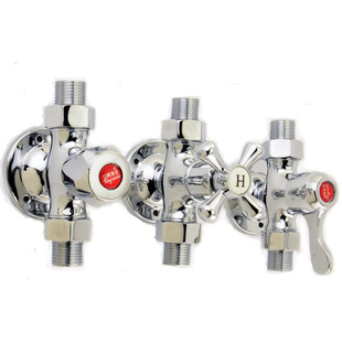 全铜单水明装淋浴水龙头4四分双活接外丝固定底座直通阀煤气开关
