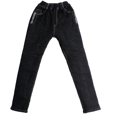 男童牛仔裤一体加绒加棉三层加厚