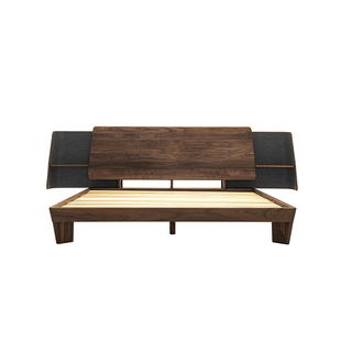 十二时慢翩翩床黑胡桃木白橡原木家具现代简约双人床轻奢全实木床