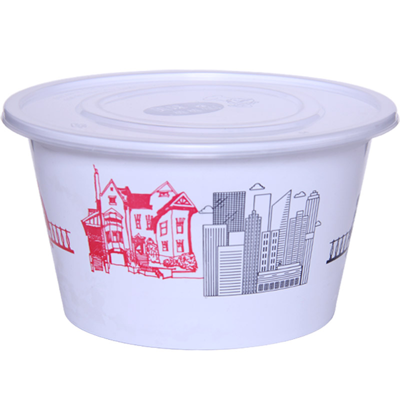 一次性餐盒双层汤面分离粉碗塑料圆形1500ml米线馄饨打包加大定制