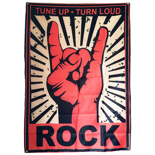 ROCK 金属礼 摇滚挂旗 酒吧装饰壁挂 窗帘试衣间 音乐节 台球厅
