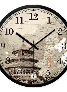 世界宾馆前台地图石英钟表静音