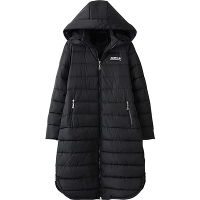 特大码胖mm长款过膝羽绒棉外套