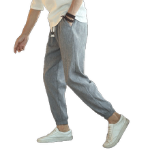 亚麻宽松束脚棉麻裤大码男休闲裤1