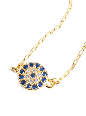 蓝色锆石眼睛文艺风饰品锁骨链