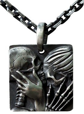 原创手工银饰朋克骷髅项链