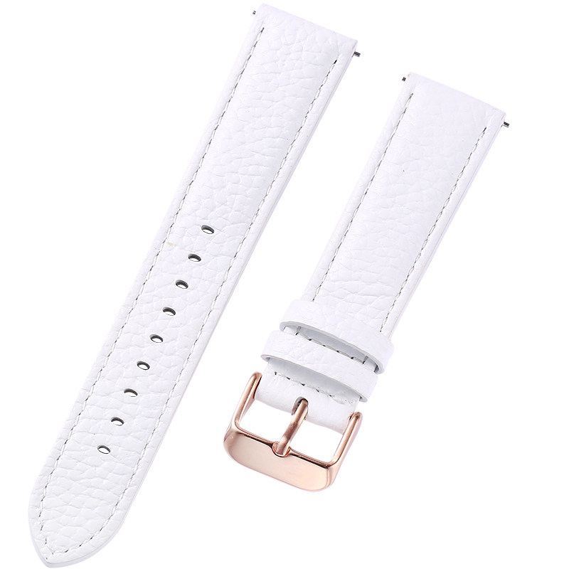 柔软真皮手表带紫 白色12 13 14 15 16 18mm玫瑰金小牛皮表链通用