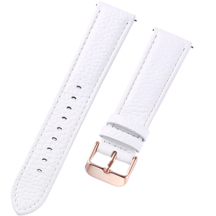 柔软真皮手表带紫 白色12 13 14 15 16 18mm玫瑰金小牛皮表链通用
