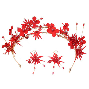 红娘新款手工超仙发箍皇冠花环发饰新娘结婚头饰蕾丝花朵敬酒饰品