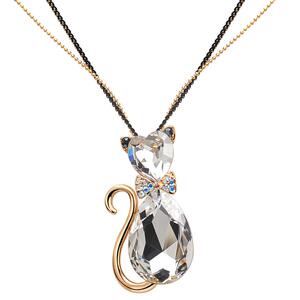 A奥地利时尚水晶猫毛衣链项链不掉色秋冬 高档 高端大气百搭 简约