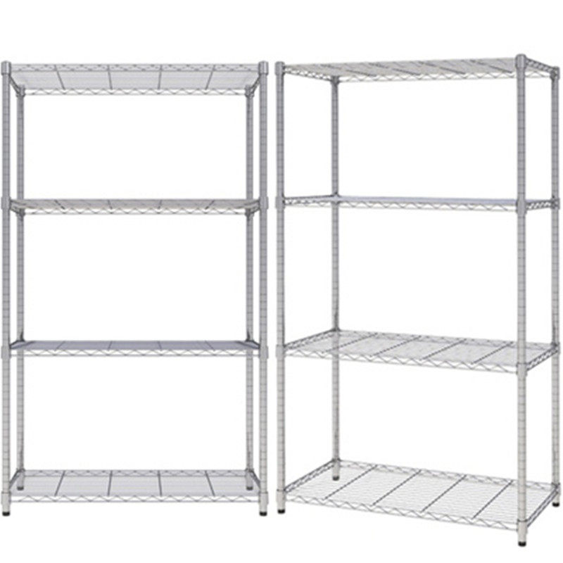 厨房置物架4层微波炉架不锈钢色储物架家用金属落地收纳锅架四层