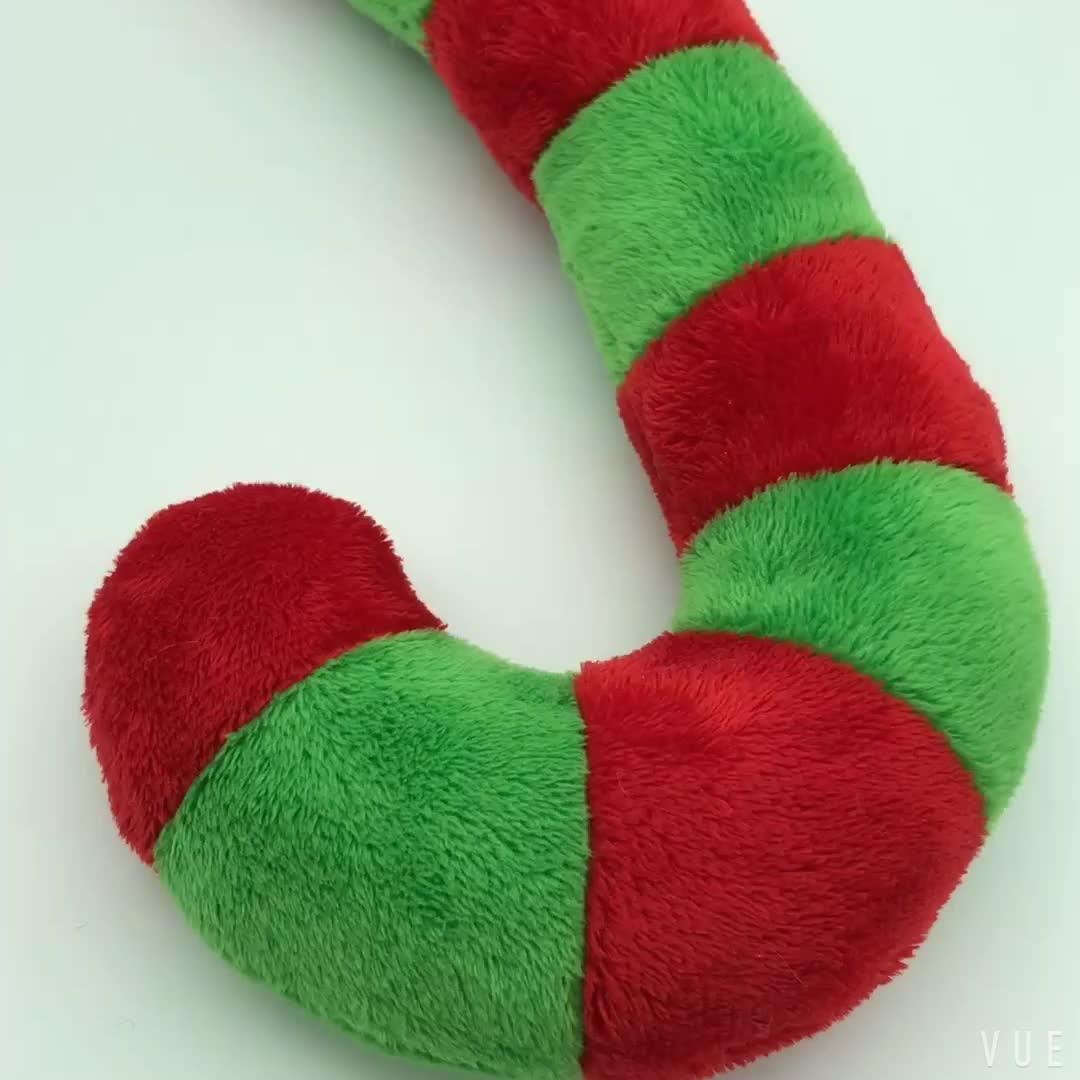 2018 Popular Squeaky Christmas Candy Caneshape Plush Pet Toy Dog Toy