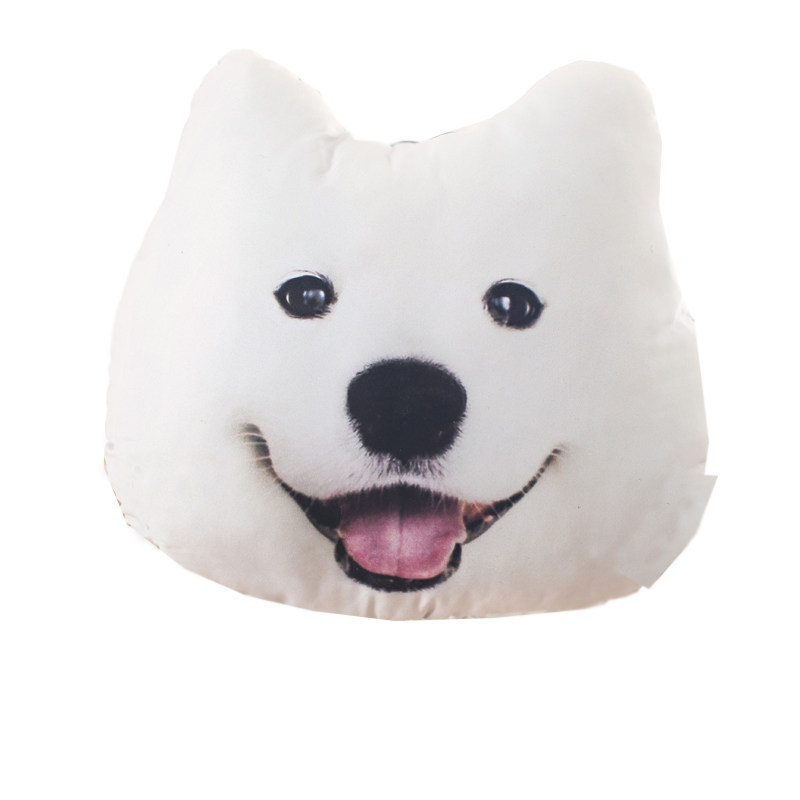 哈士奇秋田犬靠垫立体汽车抱枕