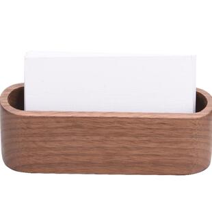 素一素二实木名片盒个性创意商务高档大容量展会台式木质名片夹男士女士前台时尚北欧风格木制简约桌面收纳盒