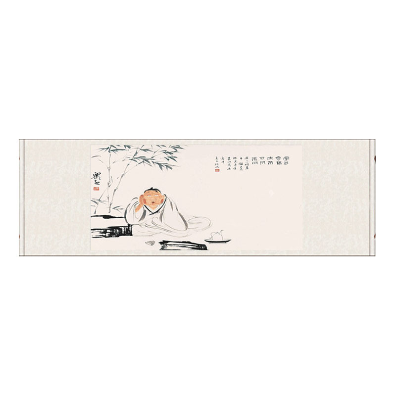 横幅长城卷轴挂画风水丝绸画一帆风水水墨山水画丝绸画荷花鲤鱼图