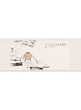 横幅长城卷轴挂画风水丝绸画一帆风水水墨山水画丝绸画荷花鲤鱼图