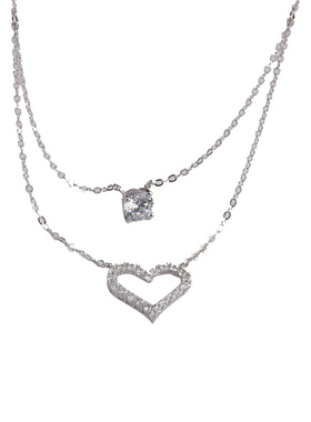 双层爱心精致甜美日韩版吊坠项链