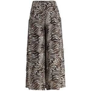 豹纹阔腿裤女夏高腰垂感休闲裤雪纺女士裤子显瘦新款奶奶女裤长裤