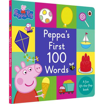 现货 Peppa Pig Peppa's First 100 Words 英文原版 粉红猪小妹英文版图书 小猪佩奇 大纸板翻翻书 100个单词 儿童启蒙早教进口书