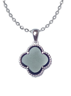 幸运925纯银四叶草女十字链玉髓