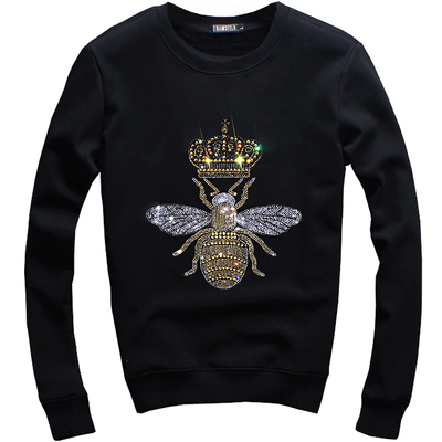 超火cec烫钻本命年红色男士卫衣