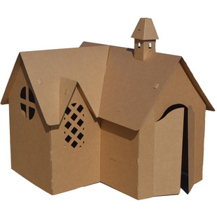 加大纸城堡别墅纸房子玩具纸板手工制作diy纸箱玩具屋儿童游戏屋