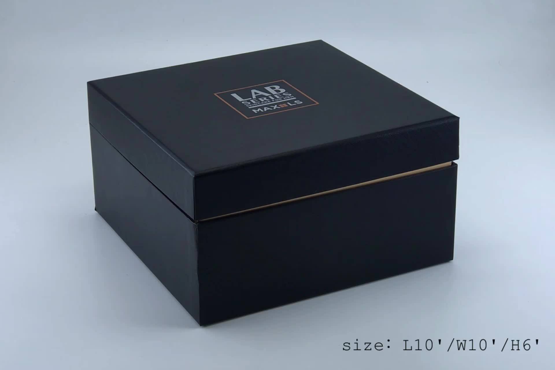 Custom Matte Black Flip Box Cardboard Paper Gift Box With Ribbon Led Lights For Luxury Jewelry