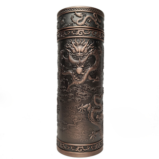 男士高颜值龙杯浮雕保温水杯高档九龙杯养生紫砂杯真空不锈钢内胆