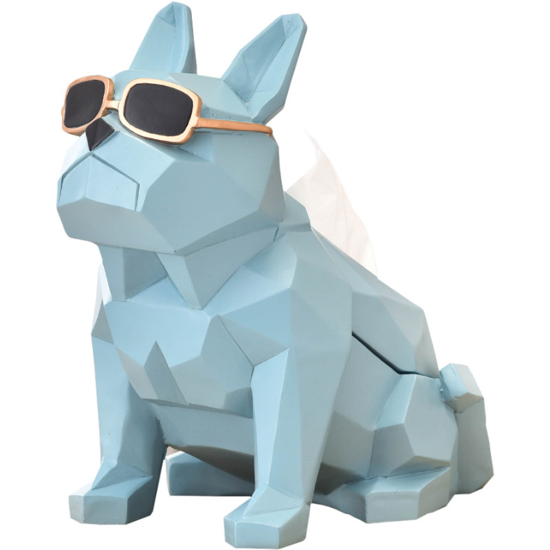 现代创意纸巾盒斗牛犬装饰品