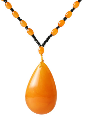 新款复古蜜蜡吊坠项链花朵装饰女