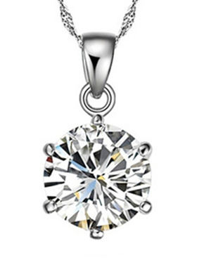 特价s925纯银镀白金项坠钻石吊坠