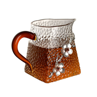 班意纯手工创意梅花分茶器大容量800ML倒茶器公道杯锤纹玻璃茶海