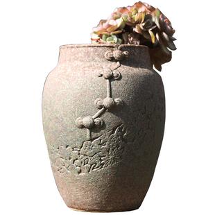 老桩多肉花盆陶瓷粗陶透气复古肉肉植物盆栽大号高盆器家用法师盆