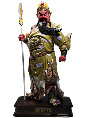 微美高端极彩20寸立刀关公像摆件