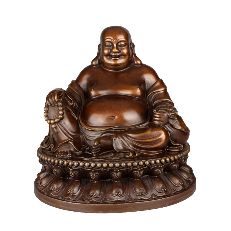 纯铜弥勒佛摆件大号客厅家居供奉大肚弥勒佛坐莲花笑佛办公室摆件