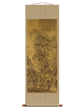元 黄公望 天池石壁图 条幅卷轴山水画名画真迹复制品书房玄关画