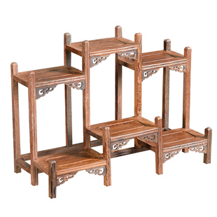 鸡翅木博古架实木中式小多宝阁展示架现代简约茶具砂壶架子架摆件