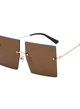 新款潮流街拍大框茶色无颜墨镜