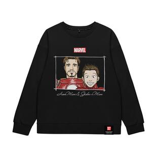 marvel漫威联名AJ假两件男钢铁侠战衣短袖T恤美队蜘蛛侠复联4衣服