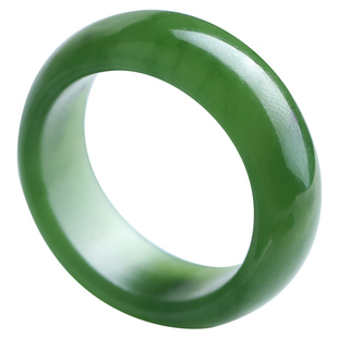 天然和田玉戒指女碧玉扳指男玉石指环情侣老坑菠菜绿碧玉无名指