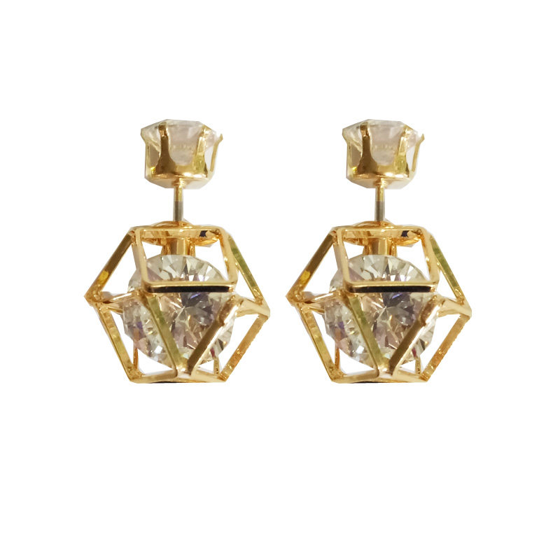 明星小别离海清同款耳环韩国女气质个性前后大小双面耳钉潮人耳饰