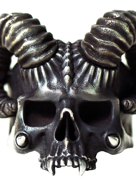 原创手工银饰恶灵戒指骷髅朋克