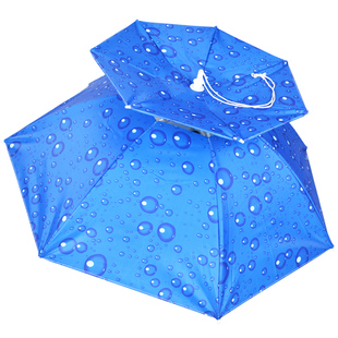 钓鱼伞帽防雨防晒防风加厚头戴伞帽子超轻头带式折叠头伞大号特价